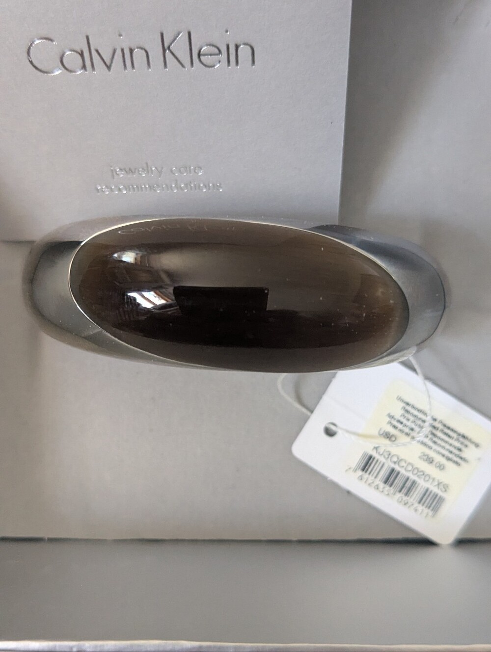 Calvin Klein agate ellipse bangle bracelet in 316L stainless steel    NIB